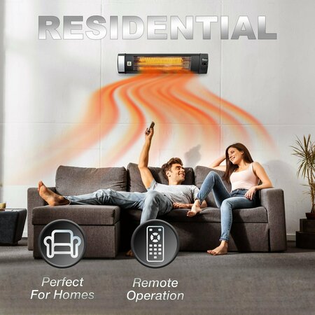 Dr Infrared Heater Black 1500-Watt Electric Carbon Infrared Space Heater Wall or Ceiling Mount with Remote Control DR-238